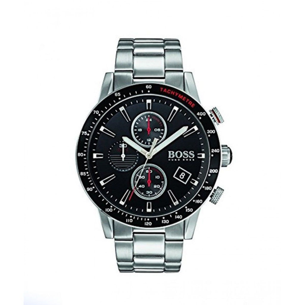 Hugo Boss Rafale Chronograph Black Dial Silver Steel Strap Watch for Men - 1513509 Authentic Buy Shop Now