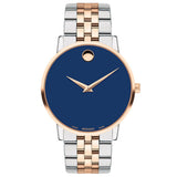Movado Museum Classic Blue Dial Two Tone Steel Strap Watch for Men - 0607267 Authentic Buy Shop Now
