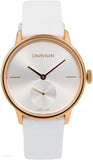 Calvin Klein Accent Silver Dial White Leather Strap Watch for Women - K2Y236K6 Authentic Buy Shop Now