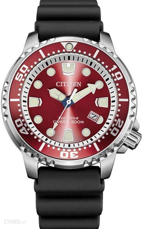 Citizen Eco Drive Promaster Marine Red Dial Black Rubber Strap Watch For Men - BN0159-15X Authentic Buy Shop Now