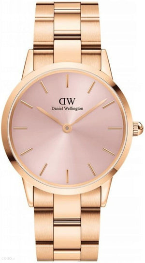 Daniel Wellington Iconic Link Pink Dial Rose Gold Steel Strap Watch For Women - DW00100333 Authentic Buy Shop Now
