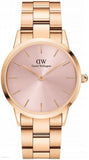 Daniel Wellington Iconic Link Pink Dial Rose Gold Steel Strap Watch For Women - DW00100333 Authentic Buy Shop Now
