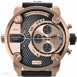 Diesel Little Daddy Black & Gold Dial Black Leather StrapWatch For Men - DZ7282 Authentic Buy Shop Now