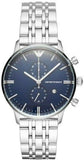 Emporio Armani Gianni Chronograph Blue Dial Silver Steel Strap Watch For Men - AR80013 Authentic Buy Shop Now