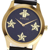 Gucci G Timeless Bee Motif Black Dial Black Leather Strap Watch For Women - YA1264055 Authentic Buy Shop Now