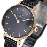 Daniel Wellington Classic Petite Pressed Ashfield Black Dial Black Mesh Bracelet Watch For Women - DW00100441 Authentic Buy Shop Now