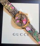 Gucci G Timeless Floral Brown Dial Brown Leather Strap Watch For Women - YA1264038 Authentic Buy Shop Now