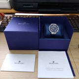 Swarovski Passage Chrono Crystal Blue Dial Blue Leather Strap Watch for Women - 5580342 Authentic Buy Shop Now