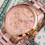 Michael Kors Runway Rose Gold Dial Rose Gold Steel Strap Watch for Women - MK5128 Authentic Buy Shop Now