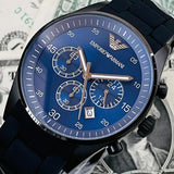 Emporio Armani Sportivo Chronograph Blue Dial Black Strap Watch For Men - AR5921 Authentic Buy Shop Now