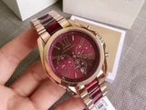 Michael Kors Bradshaw Burgundy Dial Two Tone Steel Strap Watch for Women - MK6270 Authentic Buy Shop Now