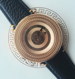 Versace V Metal Icon Black Dial Black Leather Strap Watch For Men - VQL020015 Authentic Buy Shop Now