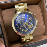 Michael Kors Bradshaw Chronograph Blue Dial Gold Steel Strap Watch For Women - MK5923 Authentic Buy Shop Now