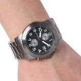 Marc Jacobs Larry Chronograph Black Dial Silver Steel Strap Watch for Men - MBM5050 Authentic Buy Shop Now