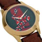 Gucci Le Marche Des Merveilles Green and Red Dial Brown Leather Strap Unisex Watch - YA1264012 Authentic Buy Shop Now