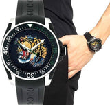 Gucci Dive Tiger Black Dial Black Rubber Strap Watch For Men - YA136318 Authentic Buy Shop Now