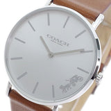 Coach Perry Silver Dial Brown Leather Strap Watch for Women - 14503120 Authentic Buy Shop Now