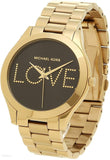 Michael Kors Slim Runway Black Dial Gold Steel Strap Watch for Women - MK3803 Authentic Buy Shop Now