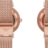 Emporio Armani Meccanico Automatic White Dial Rose Gold Mesh Strap Watch For Women - AR60063 Authentic Buy Shop Now
