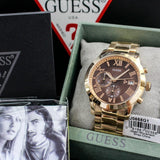 Guess Iconic Signature Brown Dial Rose Gold Steel Strap Watch For Men - W0668G1 Authentic Buy Shop Now