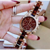 Michael Kors Bradshaw Chronograph Brown Dial Two Tone Steel Strap Watch For Women - MK5944 Authentic Buy Shop Now