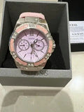 Guess Limelight Quartz Diamonds Pink Dial Pink Denim Strap Watch For Women - W0775l15 Authentic Buy Shop Now