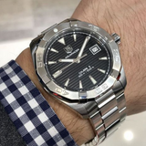 Tag Heuer Aquaracer Automatic Black Dial Silver Steel Strap Watch for Men - WAY2110.BA0928 Authentic Buy Shop Now