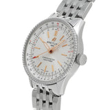 Breitling Navitimer Automatic 35 White Dial Silver Steel Strap Watch for Men - A17395F41G1A1 Authentic Buy Shop Now