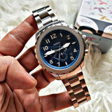 Fossil Bowman Chronograph Blue Dial Silver Steel Strap Watch for Men - FS5604 Authentic Buy Shop Now