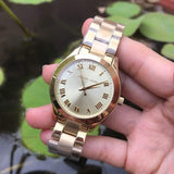 Michael Kors Slim Runway Gold Dial Gold Steel Strap Watch For Women - MK3456 Authentic Buy Shop Now