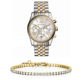 Michael Kors Lexington Silver Dial Two Tone Steel Strap Watch for Women - MK5955 Authentic Buy Shop Now