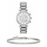 Michael Kors Parker Mother of Pearl Dial Diamonds Silver Steel Strap Watch for Women - MK5572 Authentic Buy Shop Now