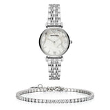 Emporio Armani Gianni T Bar White Marble Dial Silver Steel Strap Watch For Women - AR11170 Authentic Buy Shop Now