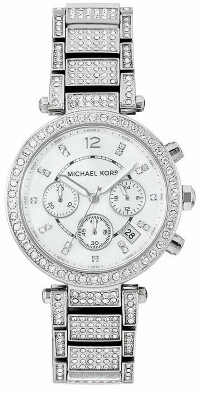 Michael Kors Parker Mother of Pearl Dial Diamonds Silver Steel Strap Watch for Women - MK5572 Authentic Buy Shop Now