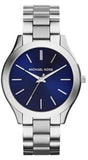 Michael Kors Slim Runway Quartz Blue Dial Silver Steel Strap Watch For Women - MK3379 Authentic Buy Shop Now
