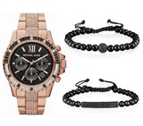 Michael Kors Everest Chronograph Black Dial Rose Gold Steel Strap Watch For Women - MK5875 Authentic Buy Shop Now