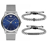 Emporio Armani Luigi Quartz Blue Dial Silver Mesh Bracelet Watch For Men - AR11230 Authentic Buy Shop Now