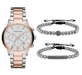 Emporio Armani Giovanni Chronograph Quartz White Dial Two Tone Steel Strap Watch For Men - AR11209 Authentic Buy Shop Now