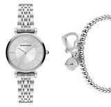Emporio Armani Gianni T-Bar Quartz Silver Dial Silver Steel Strap Watch For Women - AR11445 Authentic Buy Shop Now