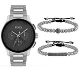 Hugo Boss Peak Black Dial Silver Steel Strap Watch for Men - 1513762 Authentic Buy Shop Now