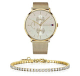 Tommy Hilfiger Jenna Quartz White Dial Gold Mesh Bracelet Watch For Women - 1781943 Authentic Buy Shop Now