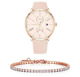 Tommy Hilfiger Jenna Analog Pink Dial Pink Leather Strap Watch for Women - 1782071 Authentic Buy Shop Now