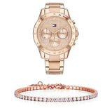Tommy Hilfiger Haven Chronograph Rose Gold Dial Rose Gold Steel Strap Watch For Women - 1782197 Authentic Buy Shop Now