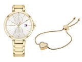 Tommy Hilfiger Angela White Dial Gold Steel Strap Watch for Women - 1782128 Authentic Buy Shop Now