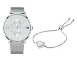 Tommy Hilfiger Jenna Quartz Silver Dial Silver Mesh Bracelet Watch For Women - 1781942 Authentic Buy Shop Now