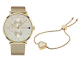 Tommy Hilfiger Jenna Quartz White Dial Gold Mesh Bracelet Watch For Women - 1781943 Authentic Buy Shop Now