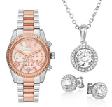 Michael Kors Lexington Chronograph Rose Gold Dial Two Tone Steel Strap Watch For Women - MK7219 Authentic Buy Shop Now