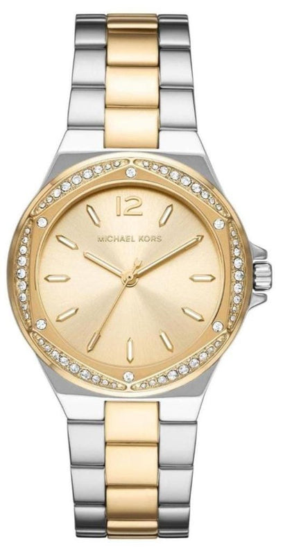 Michael Kors Lennox Three-Hand Gold Dial Two Tone Steel Strap Watch For Women - MK6988 Authentic Buy Shop Now