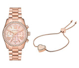 Michael Kors Lexington Chronograph Rose Gold Dial Rose Gold Steel Strap Watch for Women - MK7242 Authentic Buy Shop Now