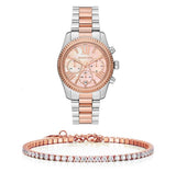 Michael Kors Lexington Chronograph Rose Gold Dial Two Tone Steel Strap Watch For Women - MK7219 Authentic Buy Shop Now